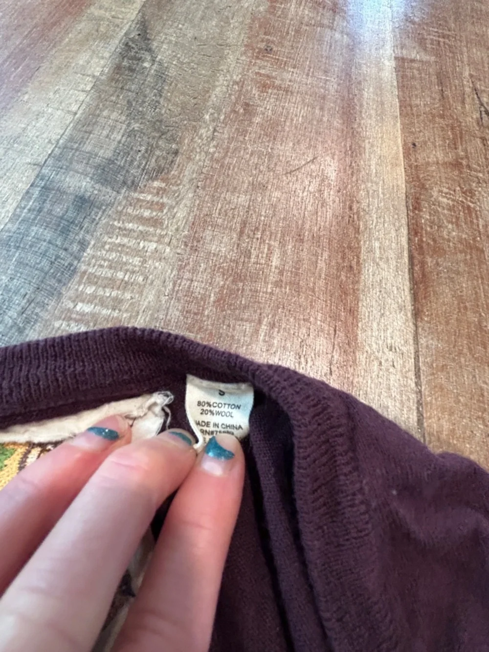 Nick & Mo VTG Y2K Plum Knit Ballerina Wrap Sweater with Floral Emroidery - Picture 6 of 10